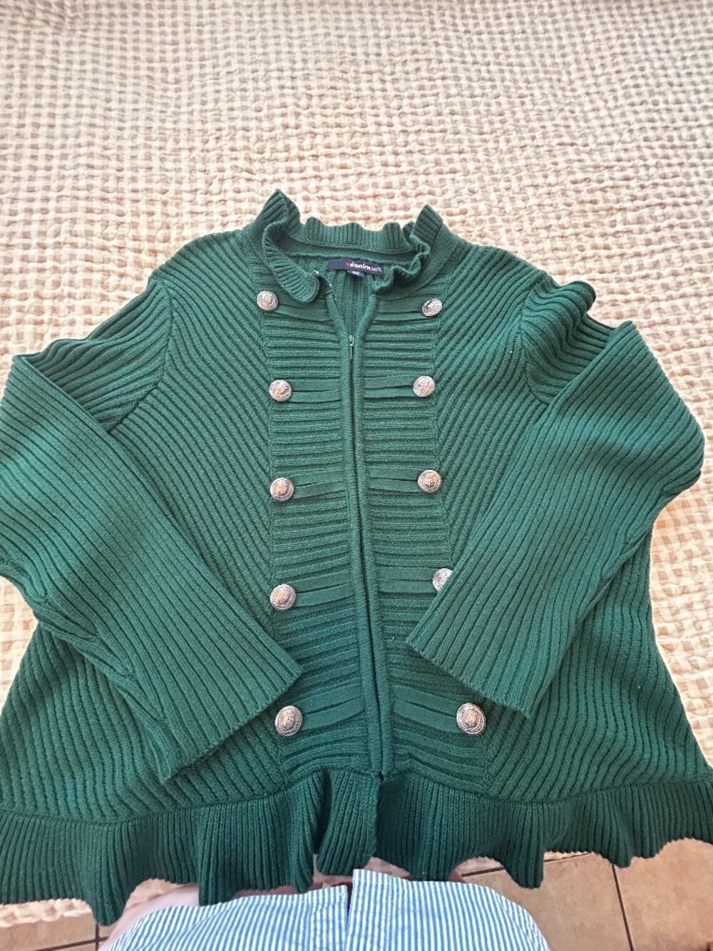 Y2K Retro Military Band Chic Boho Cottagecore Sweater Denim 24/7 Ruffle